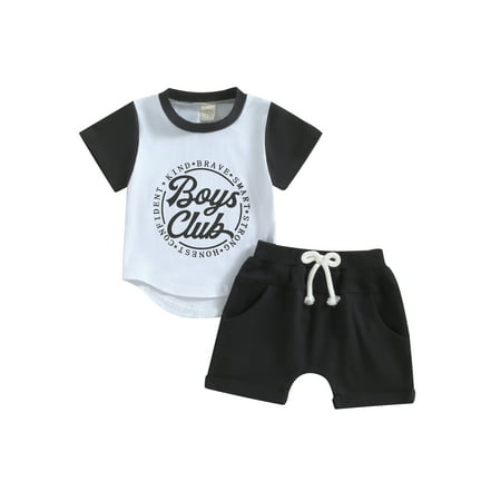 Qtinghua Infant Toddler Baby Boy Summer Clothes Letter Print Contrast Color T Shirts Tops Elastic Waist Shorts Outfits Black 12-18 Months
Qtinghua Infant Toddler Baby Boy Summer Clothes Letter Print Contrast Color T Shirts Tops Elastic Waist Shorts Outfits Black 12-18 Months