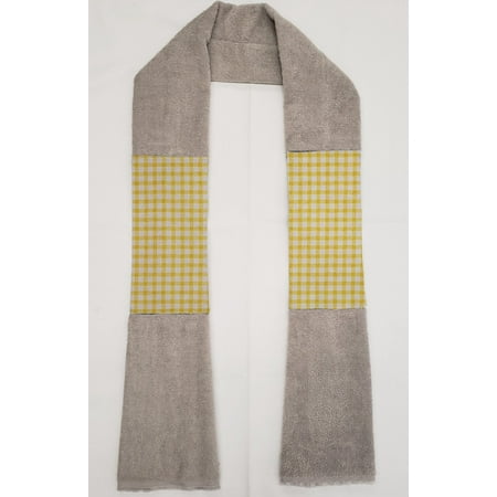 Yellow & White Checked Gingham Kitchen Towel Boa / Scarf (Gray)