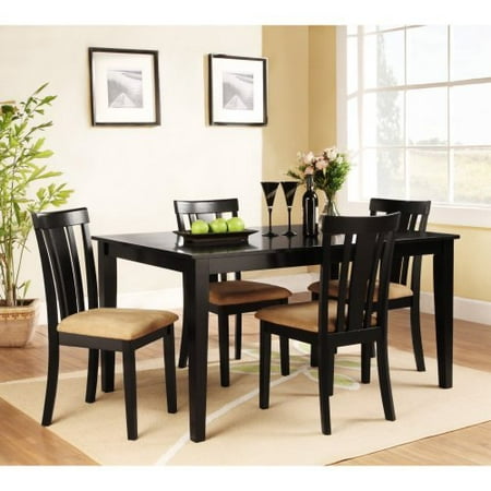 Homelegance Tibalt 5 Piece Rectangle Black Dining Table Set - 60 in. with Slat Back Chairs