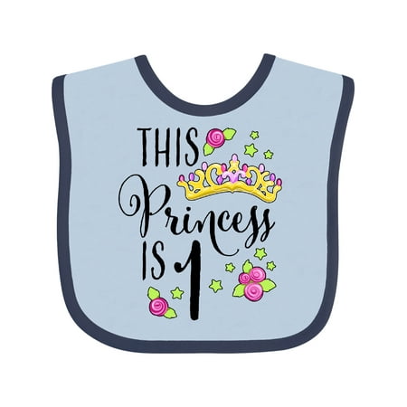 Inktastic This Princess is One- First Birthday Gift Baby Girl Bib