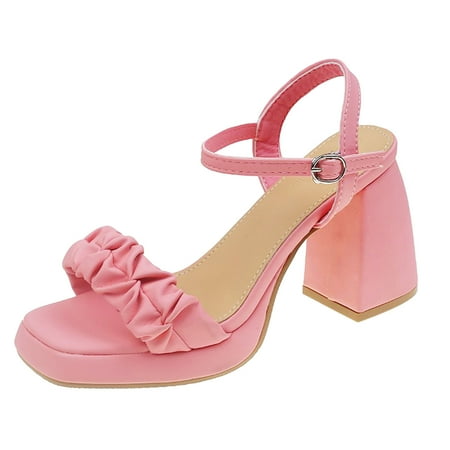 ZIZOCWA Fashion High Heel Sandals for Women Pink Solid Color Pleated Leather Open Toe Buckle Strap Thick Bottom Sweet Heart Sandals Party Pink Size6.5
ZIZOCWA Fashion High Heel Sandals for Women Pink Solid Color Pleated Leather Open Toe Buckle Strap Thick Bottom Sweet Heart Sandals Party Pink Size6.5