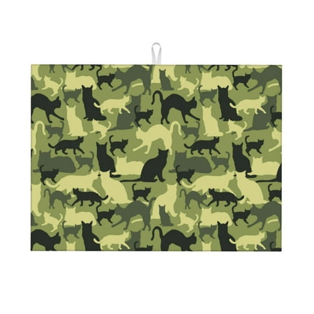 Large Dish Drying Mats for Kitchen Counter - Cat Camouflage Green 18x24In Anti-Slip Absorbent Microfiber Drying Mat for Kitchen Counter Mat Dish Rack Mat with Hanging Loop
Large Dish Drying Mats for Kitchen Counter - Cat Camouflage Green 18x24In Anti-Slip Absorbent Microfiber Drying Mat for Kitchen Counter Mat Dish Rack Mat with Hanging Loop