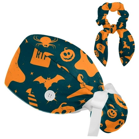 Working Cap with Buttons and Sweatband Scrub Hat Bouffant Caps with Scrunchie Halloween Tie Back Hats
Working Cap with Buttons and Sweatband Scrub Hat Bouffant Caps with Scrunchie Halloween Tie Back Hats
