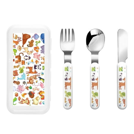 Cauagu Animal Cartoon Style Print 3-Pieces Toddler Cutlery Set Kids Silverware Set with Spoons Forks & Knife Stainless Steel Utensils for Kids Dishwasher Safe
Cauagu Animal Cartoon Style Print 3-Pieces Toddler Cutlery Set Kids Silverware Set with Spoons Forks & Knife Stainless Steel Utensils for Kids Dishwasher Safe
