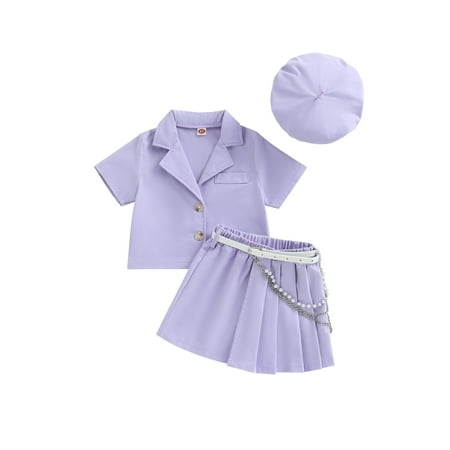 Sunisery 3Pcs Kids Girls Tops Skirt Shorts Outfits Short Sleeve Shirt Pleated Skort Cute Hat Set Summer Clothes Purple 5 Years
Sunisery 3Pcs Kids Girls Tops Skirt Shorts Outfits Short Sleeve Shirt Pleated Skort Cute Hat Set Summer Clothes Purple 5 Years