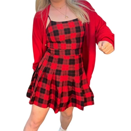 JINSIJU Family Matching Dress Mother Daughter Thin Spaghetti Strap Plaid Pattern Print Pleated Hem One Piece Skirt
JINSIJU Family Matching Dress Mother Daughter Thin Spaghetti Strap Plaid Pattern Print Pleated Hem One Piece Skirt