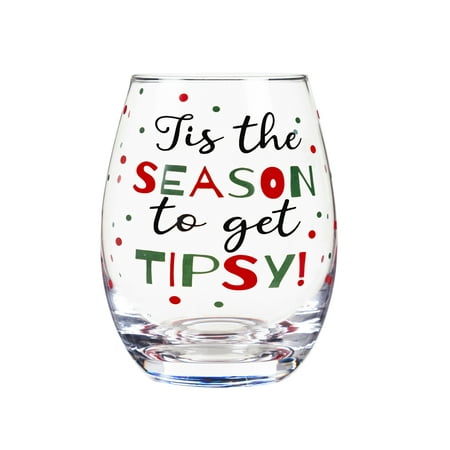 

Stemless Wine Glass w/box 17 OZ Tis the Season to get Tipsy