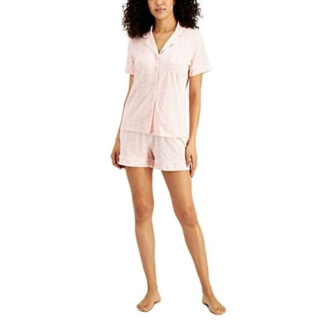 Charter Club Womens Knit Notch Collar Top & Shorts Pajama Set Sweet Geo Small