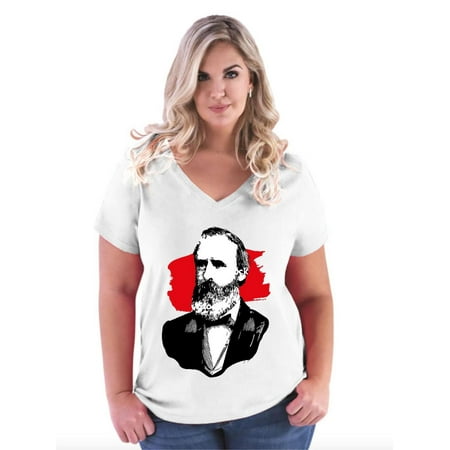 Rutherford B. Hayes American President Women's Curvy Plus Size V-Neck Tee