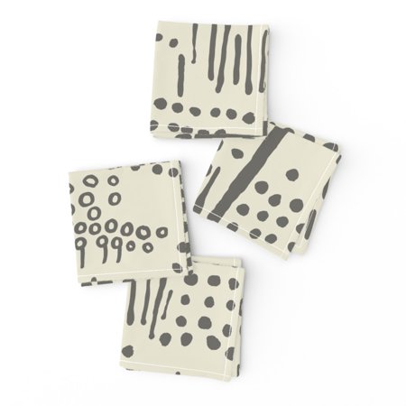 Cocktail Napkins Abstract Tribal Geometric Urban Mudcloth Neutral Cave Set of 4