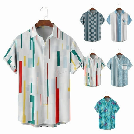 Big Men s Button Down Short Sleeve Hawaiian Shirts Stylish Cheap Costume Size 100-170/XXS-8XL