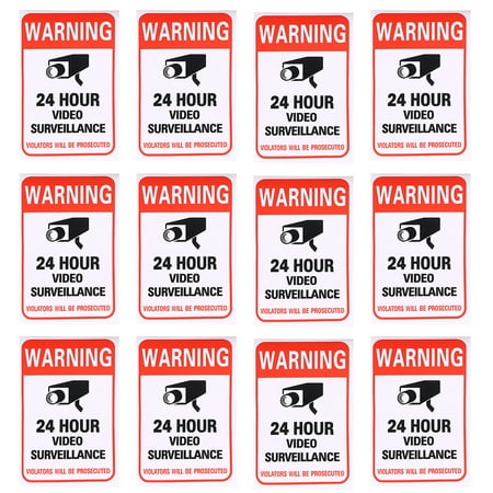 20pcs Durable 24 Hour Video Surveillance Sticker Warning Video Surveillance Sign