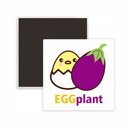 Egg Chicken Eggplant Silar Square Ceracs Fridge Magnet Keepsake Memento