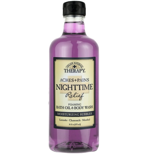 Village Naturals Therapy Aches & Pains Nighttime Relief Foaming Bath Oil & Body Wash 16 Oz