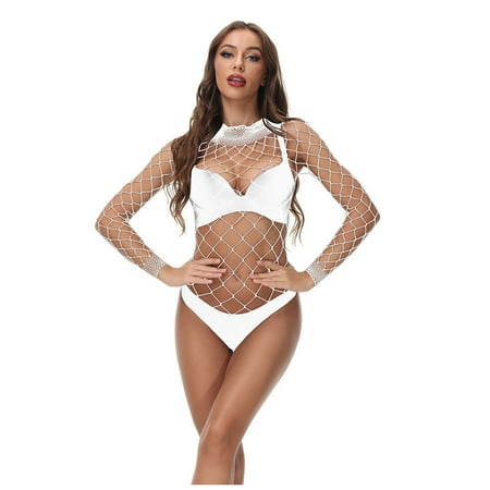Fengqque Sexy Womens Lingerie Fishnet Seamless Mesh Netting Chemise Hollow Out Babydoll Bodysuit Sleepwear
Fengqque Sexy Womens Lingerie Fishnet Seamless Mesh Netting Chemise Hollow Out Babydoll Bodysuit Sleepwear