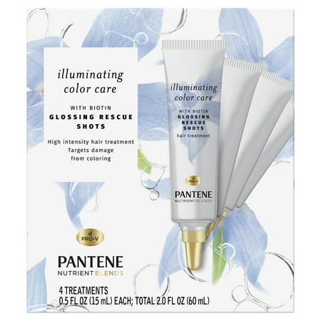 Pantene NutrientBlends Illuminating Biotin Color Care Intense Repair Hair Glossing Treatment, 0.5 fl oz (Pack of 4)