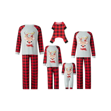 Huakaishijie Family Matching Pajamas Set Christmas Elk Plaid Print Tops/Romper Pajama Trousers
Huakaishijie Family Matching Pajamas Set Christmas Elk Plaid Print Tops/Romper Pajama Trousers