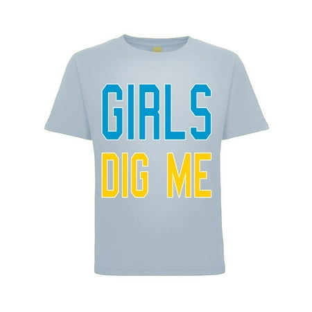 Girls Dig Me Funny Graphic Humor Toddler Crew Graphic T-Shirt Light Blue 4T
