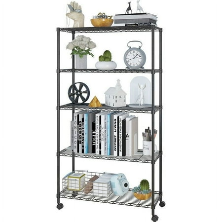 5 Tier Shelf Adjustable Wire Metal Shelving Rack Chrome 35.43 W x 13.78 D x 65 HBlack
5 Tier Shelf Adjustable Wire Metal Shelving Rack Chrome 35.43 W x 13.78 D x 65 HBlack