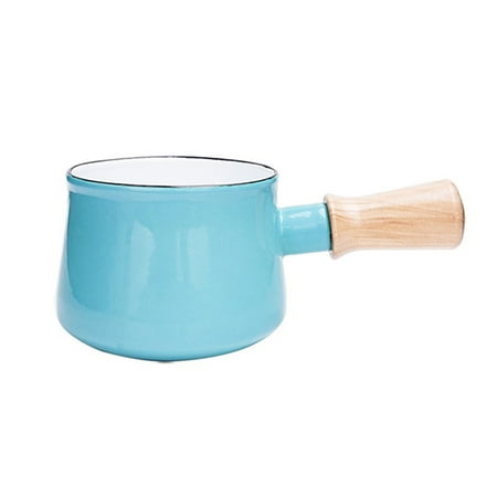 

Japanese Enamel Milk Pan With Handle Small Saucepans Solid Color Milk Pot For Cooking Milk Porridge Complementary Food-Blue-500ml