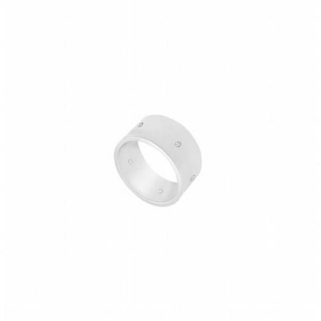 10 mm Flat Wedding Band with Diamond 14K White Gold, 0.10 CT - Size 14.5
