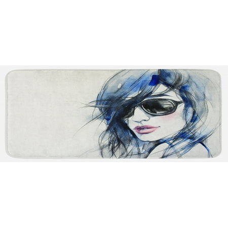Urban Kitchen Mat Woman with Sunglasses and Blue Hair Hand Drawn Art Watercolor Portrait Plush Decorative Kitchen Mat with Non Slip Backing 47 X 19 Coconut Blue and Black by Ambesonne
Urban Kitchen Mat Woman with Sunglasses and Blue Hair Hand Drawn Art Watercolor Portrait Plush Decorative Kitchen Mat with Non Slip Backing 47 X 19 Coconut Blue and Black by Ambesonne