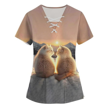 TKing Fashion Women Plus Size Scrubs Top V-Neck Short Sleeve Rabbit Print Pockets Work Blouse for Women Pink 3XL
TKing Fashion Women Plus Size Scrubs Top V-Neck Short Sleeve Rabbit Print Pockets Work Blouse for Women Pink 3XL