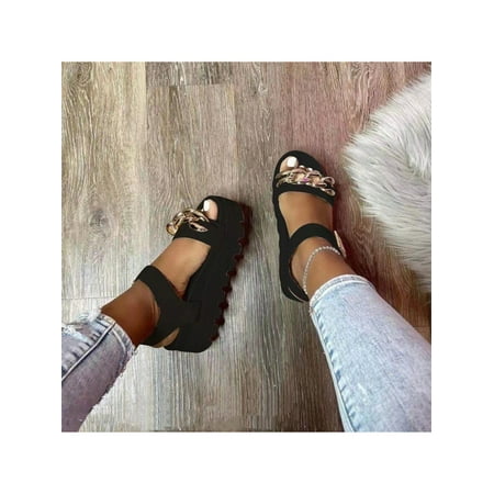 Wazshop Lady Sandals Buckle Shoes Open Toe Lightweight Ankle Strap Women Thick Sole Nonslip Black 6
Wazshop Lady Sandals Buckle Shoes Open Toe Lightweight Ankle Strap Women Thick Sole Nonslip Black 6
