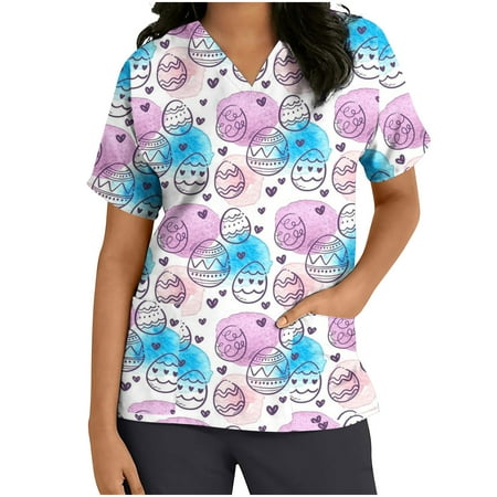 Easter T Shirt Ladies US Summer Scrub Tops for Women Happy Easter T-Shirt V Neck Comfy Loose Fit Cute Rabbit Shirts Bunny Tees Short Sleeve Pockets Flared Nursing Working Uniform Workwear Tops
Easter T Shirt Ladies US Summer Scrub Tops for Women Happy Easter T-Shirt V Neck Comfy Loose Fit Cute Rabbit Shirts Bunny Tees Short Sleeve Pockets Flared Nursing Working Uniform Workwear Tops