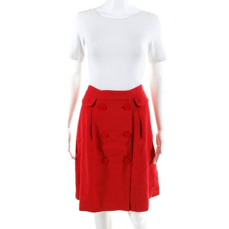 Pre-owned|Luca Luca Womens Double Breasted Knee Length A Line Skirt Red Wool Size IT 44