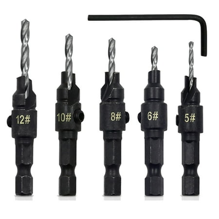 5PCS Shank Countersink Drill Bits Set Screw Chamfer Hole Opener B