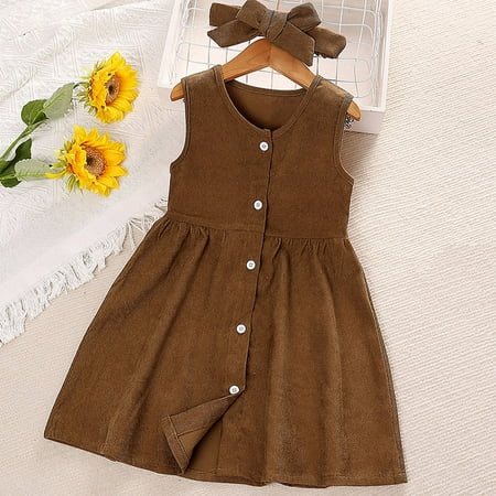 kpoplk Little Girl Dresses Girls Child Sleeveless Solid Prints Beach Sundress Buttons Party Dresses Princess Dresses For Girls(Coffee)
kpoplk Little Girl Dresses Girls Child Sleeveless Solid Prints Beach Sundress Buttons Party Dresses Princess Dresses For Girls(Coffee)