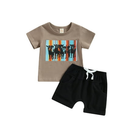 Binwwede Baby Boys Set Short Sleeve Cow Print T-shirt with Elastic Waist Shorts Summer Outfit
Binwwede Baby Boys Set Short Sleeve Cow Print T-shirt with Elastic Waist Shorts Summer Outfit
