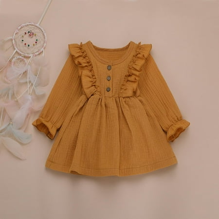 KONBECA Toddler Girl Outfits Princess Dresses Baby Girls Fall Ruffles Long Sleeve Vintage Solid Casual Dress Cotton Dresses Yellow (5-6 Years)
KONBECA Toddler Girl Outfits Princess Dresses Baby Girls Fall Ruffles Long Sleeve Vintage Solid Casual Dress Cotton Dresses Yellow (5-6 Years)