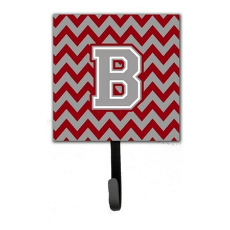 Letter B Chevron Crimson & Grey Leash or Key Holder