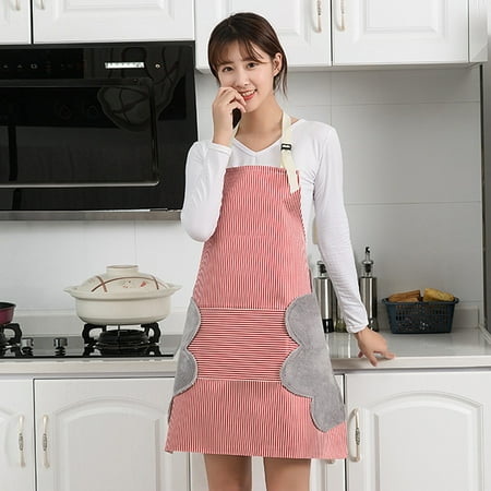 Kitchen Cooking Aprons Adjustable Bib Soft Chef Apron with 2 Pockets for Men Women Waterproof And Oil Proof Hand Wipe Red