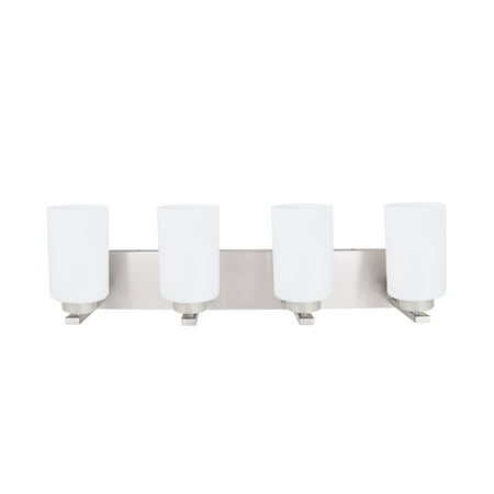 Aspen Creative 62221 Four-Light Metal Bathroom Vanity Wall Light Fixture 30 Wide Transitional Design in Satin Nickel
Aspen Creative 62221 Four-Light Metal Bathroom Vanity Wall Light Fixture 30 Wide Transitional Design in Satin Nickel
