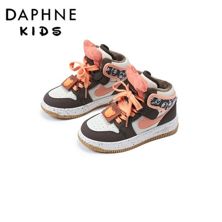 

DAPHNE Kids Casual Cute Bear High Top Sneakers Fleece Warm Lace Up Sports Skate Shoes Outdoor Running Walking For Girls