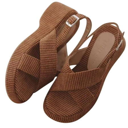 Wedge Sandals For Women Platform Dressy Summer Ankle Strap Open Toe Sandals Slingback Wedges High Heels Beach Sandals