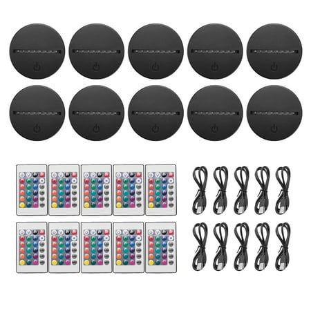 10 Pack 3D Night LED Light Lamp Base + Remote Control + USB Cable 16 Colors Light Show Display Stand for Acrylic Black
10 Pack 3D Night LED Light Lamp Base + Remote Control + USB Cable 16 Colors Light Show Display Stand for Acrylic Black