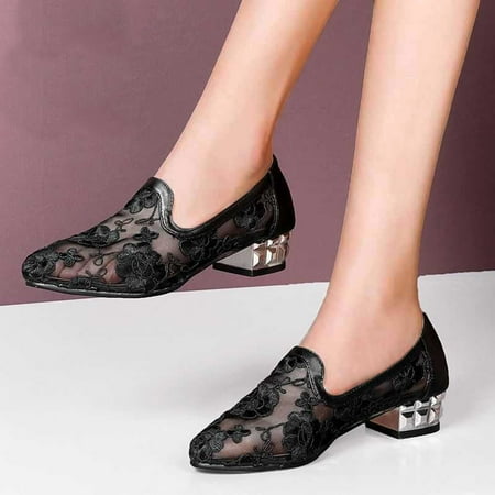 Casual Shoes Boots Fashion High Heels Retro Diamond Tulle Short Zipper Women s Breathable Shoes Women s Casual Shoes