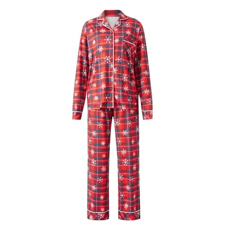 RUEWEY Family Matching Pajamas Christmas Snowflake Plaid Print Long Sleeve Button Tops and Casual Pants Sleepwear
RUEWEY Family Matching Pajamas Christmas Snowflake Plaid Print Long Sleeve Button Tops and Casual Pants Sleepwear