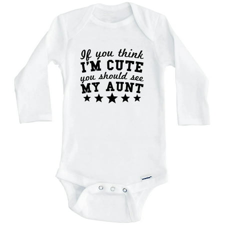 If You Think I m Cute You Should See My Aunt Funny One Piece Baby Bodysuit - Niece Nephew Baby Bodysuit (Long Sleeve) 6-9 Months White
If You Think I m Cute You Should See My Aunt Funny One Piece Baby Bodysuit - Niece Nephew Baby Bodysuit (Long Sleeve) 6-9 Months White