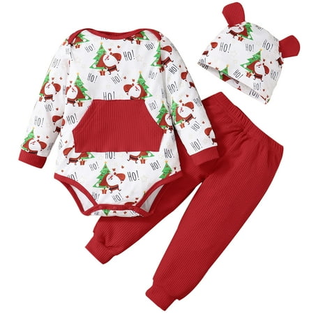 Toddler Baby Kids Girls Boys Two-piece Set Christmas Character Print Romper Tops Pants Trousers Hat Set Outfits For 0-3 Months
Toddler Baby Kids Girls Boys Two-piece Set Christmas Character Print Romper Tops Pants Trousers Hat Set Outfits For 0-3 Months