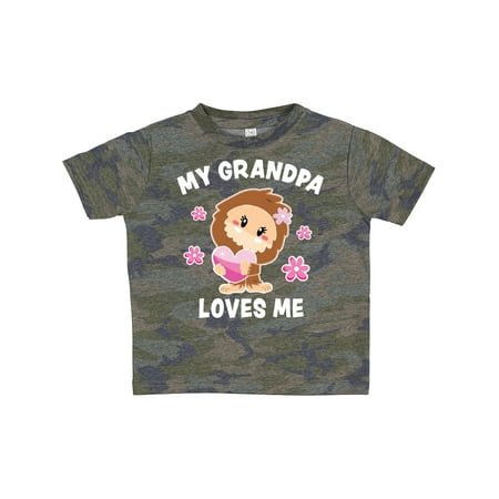 Inktastic My Grandpa Loves Me with Bigfoot Gift Toddler Toddler Girl T-Shirt