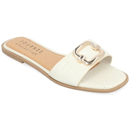 Journee Collection Womens Joarie Tru Comfort Foam Slip On Croco Slide Sandals