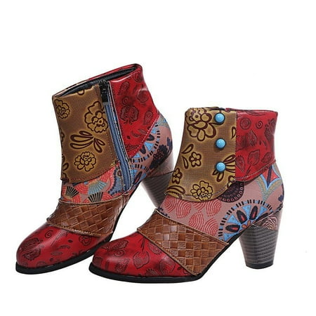 Women s Bohemian Ankle Booties Block Heel Boots Comfort Short Autumn Winter Shoes Flower Splicing Pattern Handmade Vintage Shoes
Women s Bohemian Ankle Booties Block Heel Boots Comfort Short Autumn Winter Shoes Flower Splicing Pattern Handmade Vintage Shoes
