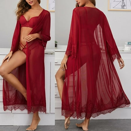 Tangnade Women Lace Mesh Long Sleeve Gown Lingerie Beach Smock Pajamas Robe BathrobeWineS
Tangnade Women Lace Mesh Long Sleeve Gown Lingerie Beach Smock Pajamas Robe BathrobeWineS