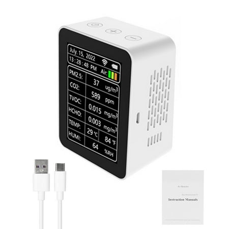 Abody Tuya WiFi Intelligent Air Quality Detector PM2.5 CO2 TVOC HCHO Temperature Humidity AQI 7 In 1 Detector Time Date Week Display Mobilephone APP Remotes Viewing Home Indoor Desktop Air Quality
Abody Tuya WiFi Intelligent Air Quality Detector PM2.5 CO2 TVOC HCHO Temperature Humidity AQI 7 In 1 Detector Time Date Week Display Mobilephone APP Remotes Viewing Home Indoor Desktop Air Quality