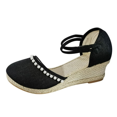 Wedges for Women Summer Womens Resort Style Floral Embroidered Pattern Wedge Slippers Pu Black 37
Wedges for Women Summer Womens Resort Style Floral Embroidered Pattern Wedge Slippers Pu Black 37
